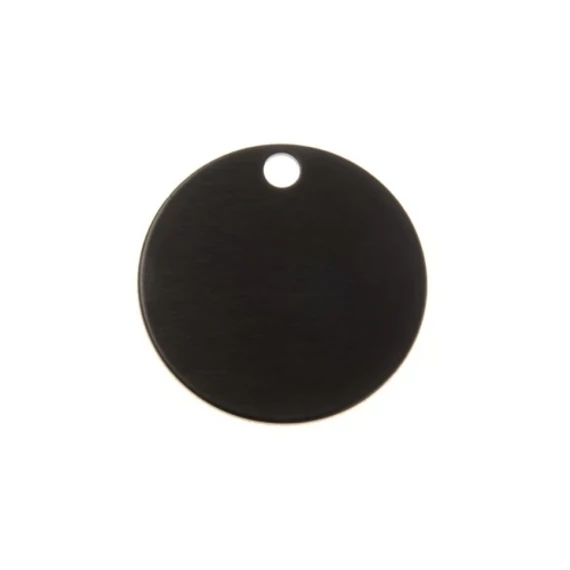 Gravírozható biléta alu kör fekete 32 mm nagy (lyukas) (122180)