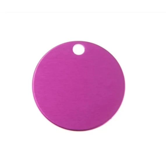 Gravírozható biléta alu kör rózsaszín/pink 32 mm nagy (lyukas) (122185)