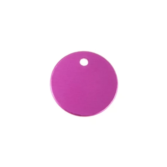 Gravírozható biléta alu kör lyukas kicsi 25 mm rózsaszín/pink (122193)