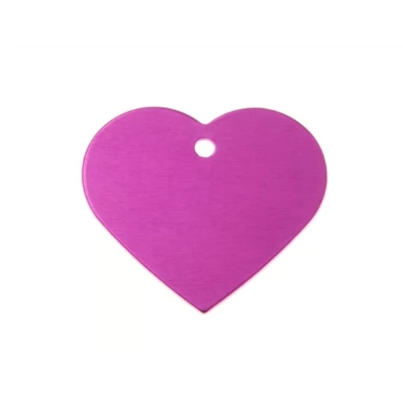 Gravírózható biléta alu szív nagy 38x32 rózsaszín/pink (122241)