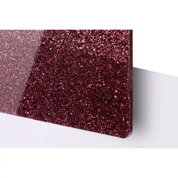 TroGlitter 3,0 mm Plexi Fényes Csillámos Sötét Piros akril lemez 610 x 1020 mm