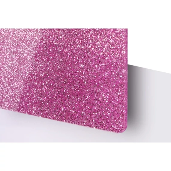 TroGlitter 3,0 mm Plexi Fényes Csillámos Rózsaszín Akril lemez 610 x 1020 mm