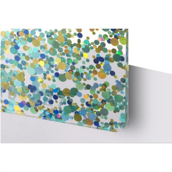 TroGlitter 3,0 mm Plexi Pöttyös Kék / Arany akril lemez 610 x 1020 mm