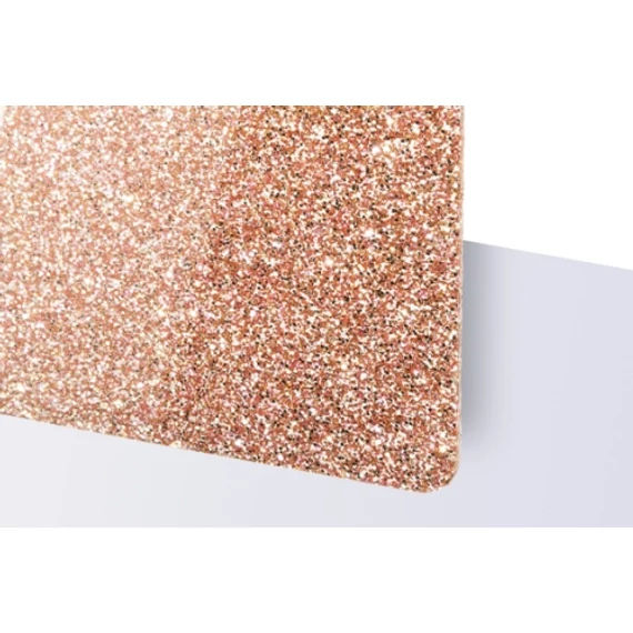 TroGlitter 3,0 mm Plexi Fényes Csillámos Rozé Arany akril lemez 610 x 1020 mm