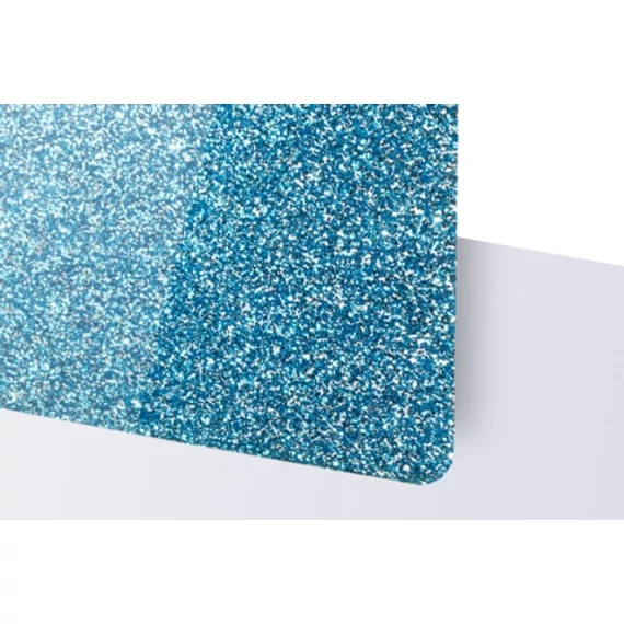TroGlitter 3,0 mm Plexi Fényes Csillámos világoskék akril lemez 610 x 1020 mm