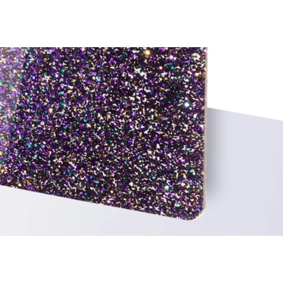 TroGlitter 3,0 mm Plexi Fényes Csillámos Lila akril lemez 610 x 1020 mm