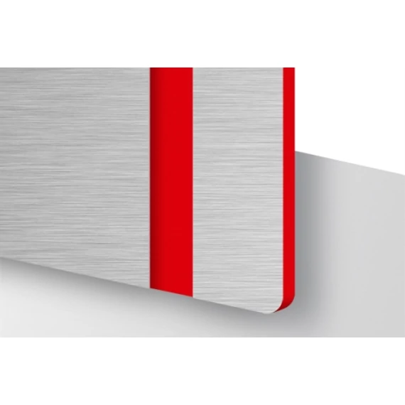 TroLase Metallic Plus 1,6 mm Szálhúzott Acél/Piros (2 réteg) 616 x 1245 mm / LMT+316-206 (kültéri)