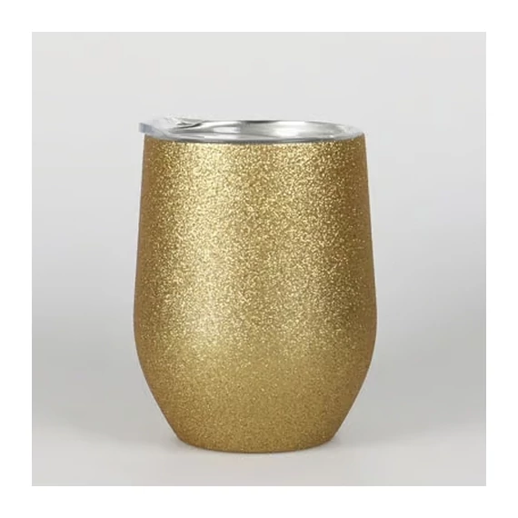 Lézerezhető fém bögre arany glitteres  rozsdamentes 360ml / 163916