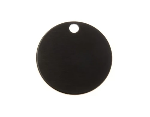Gravírozható biléta alu kör fekete 32 mm nagy (lyukas) (122180)