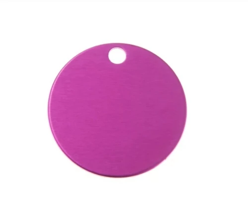 Gravírozható biléta alu kör rózsaszín/pink 32 mm nagy (lyukas) (122185)