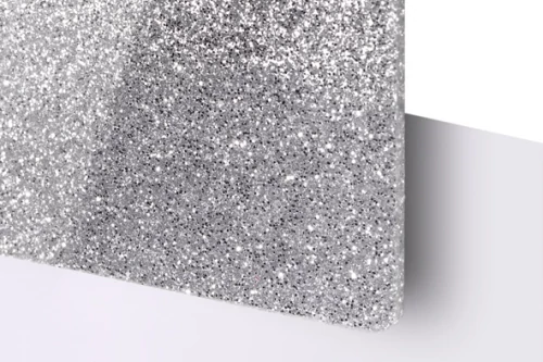 TroGlitter 3,0 mm Plexi Fényes Csillámos Ezüst Akril lemez 610 x 1020 mm