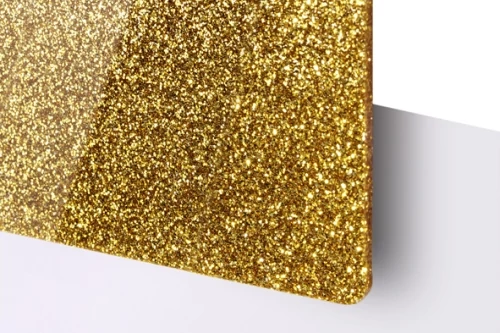 TroGlitter 3,0 mm Plexi Fényes Csillámos Arany akril lemez 610 x 1020 mm