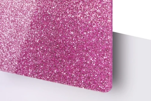 TroGlitter 3,0 mm Plexi Fényes Csillámos Rózsaszín Akril lemez 610 x 1020 mm
