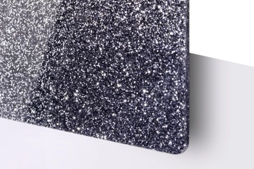 TroGlitter 3,0 mm Plexi Fényes Csillámos Fekete Akril lemez 610 x 1020 mm
