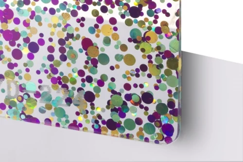 TroGlitter 3,0 mm Plexi Pöttyös Lila / Arany /Fekete akril lemez 610 x 1020 mm