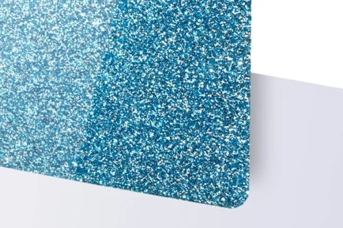 TroGlitter 3,0 mm Plexi Fényes Csillámos világoskék akril lemez 610 x 1020 mm