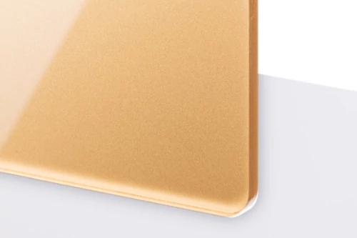 TroGlass Reverse 3,0 mm plexi Víztiszta/Bronz-Arany (2 réteg) akril lem. 610 x 1220 mm / TG4-700 (kültéri)