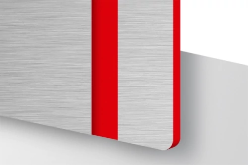 TroLase Metallic Plus 1,6 mm Szálhúzott Acél/Piros (2 réteg) 616 x 1245 mm / LMT+316-206 (kültéri)