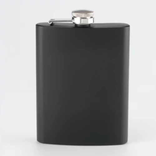 Lézerezhető fém flaska Fekete rozsdamentes 240ml / 158407