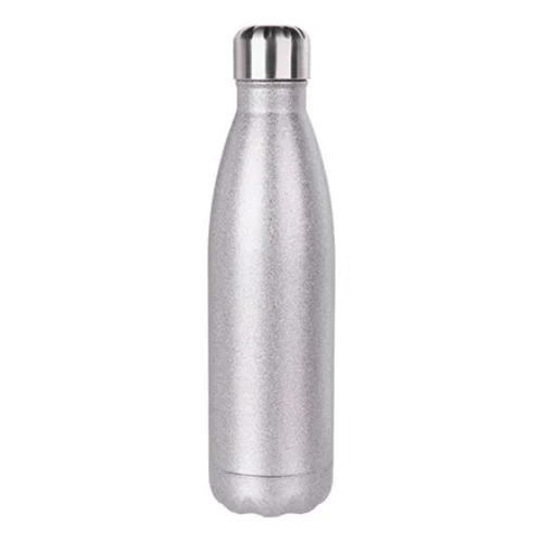 Lézerezhető fém kulacs ezüst glitteres rozsdamentes 500ml / 163906