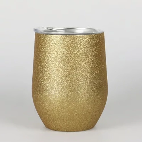 Lézerezhető fém bögre arany glitteres  rozsdamentes 360ml / 163916