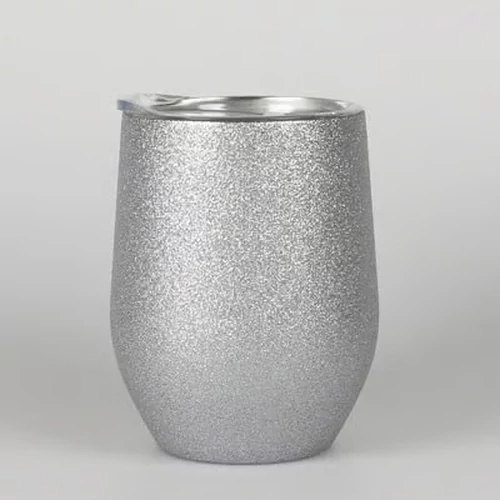 Lézerezhető fém bögre ezüst glitteres  rozsdamentes 360ml / 163917